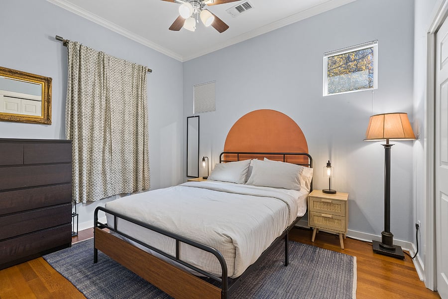 Guest bedroom #1 with closet and chest of drawers