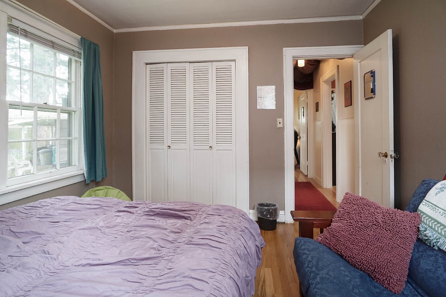North facing bedroom with room darkening curtains