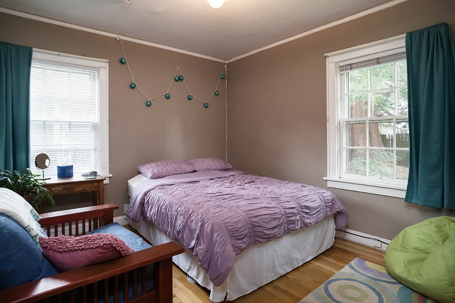 North facing bedroom with room darkening curtains