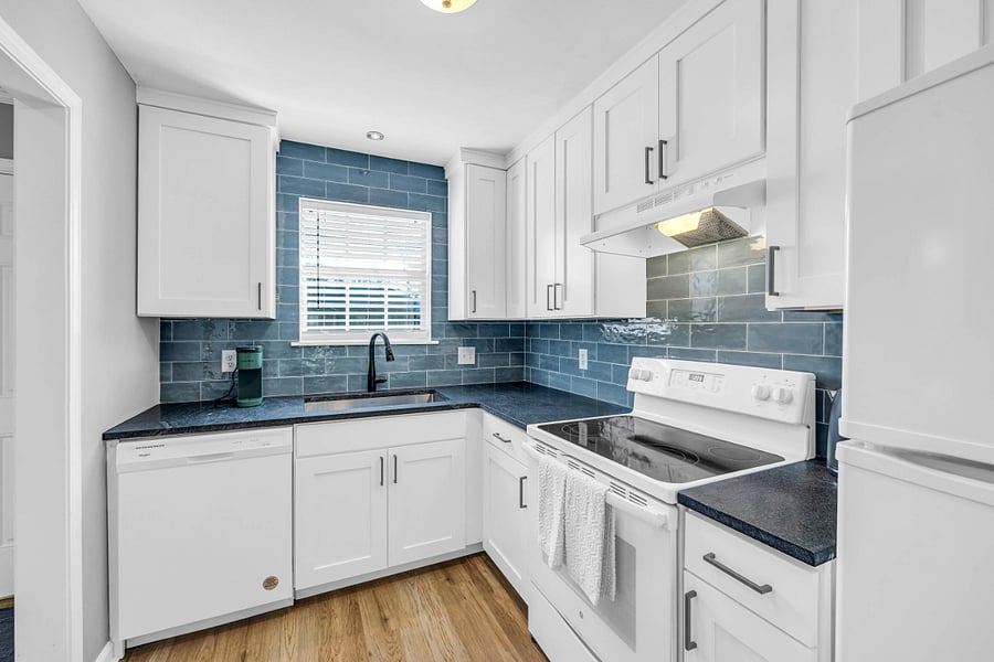 Beautiful and Brand New Azure Blue Kitchen.
