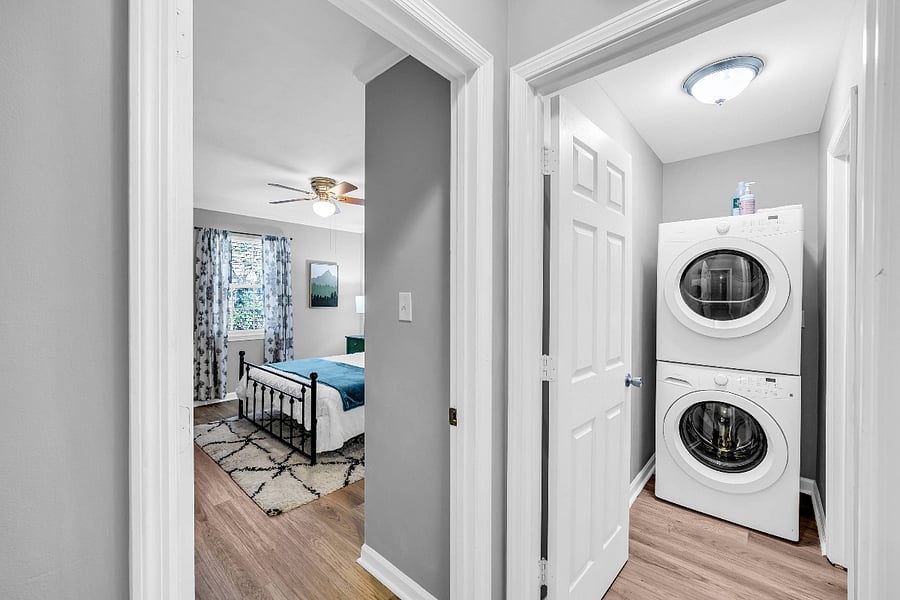 Full-Sized Washer Dryer in Laundry Room