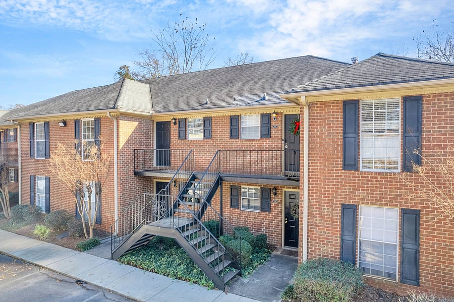 Exterior photo of complex. Unit is at top left.