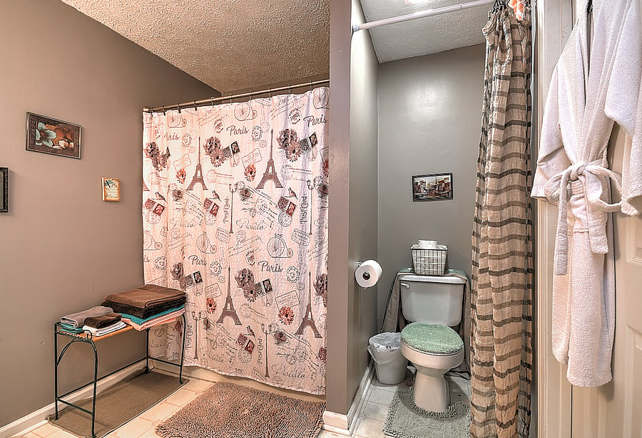 Bathroom comes w/alcove for a little extra privacy when traveling with family or friends.