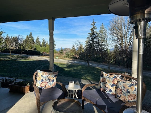 Covered patio sitting area.
