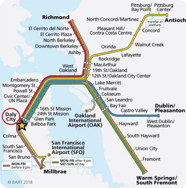 6 minute drive to Daly City Bart! Travel times from Daly City Bart station: SFO Airport - 15 minutes Downtown SF - 16 minutes SF State - 9 minutes