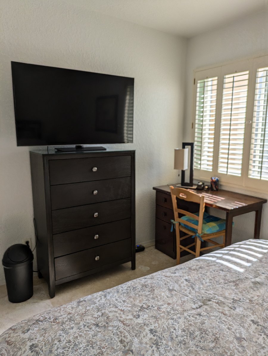 CHEST OF DRAWERS PART OF BEDROOM SET FROM ASHLEY FURNITURE (NEW). DESK
SMALLER BEDROOM $1400/MONTH