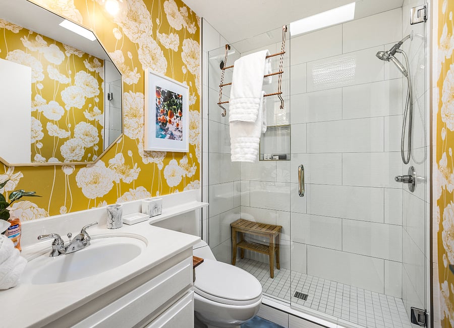 guest bathroom with walk in shower