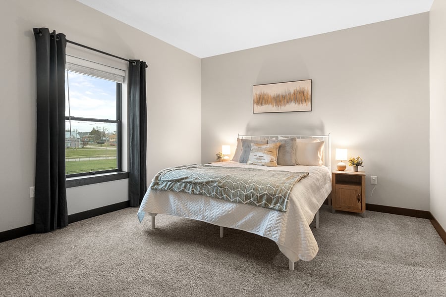 Bedroom #1 with memory foam mattress, large bathroom and large closet. 