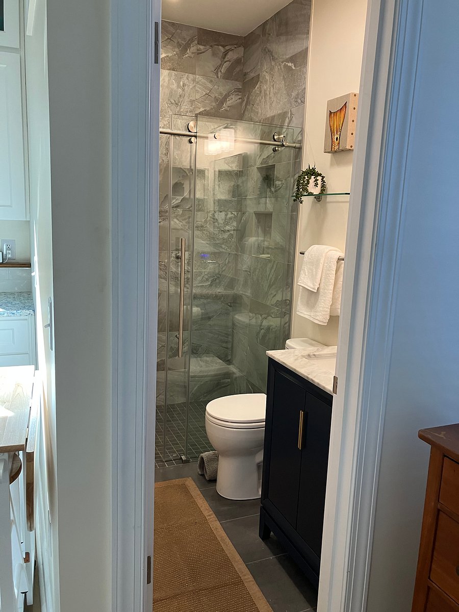 Easy Walk In Tile Shower (no lip) with Glass Door
Instant hot water on demand