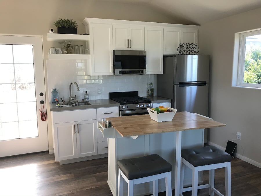 Full kitchen stocked for cooking