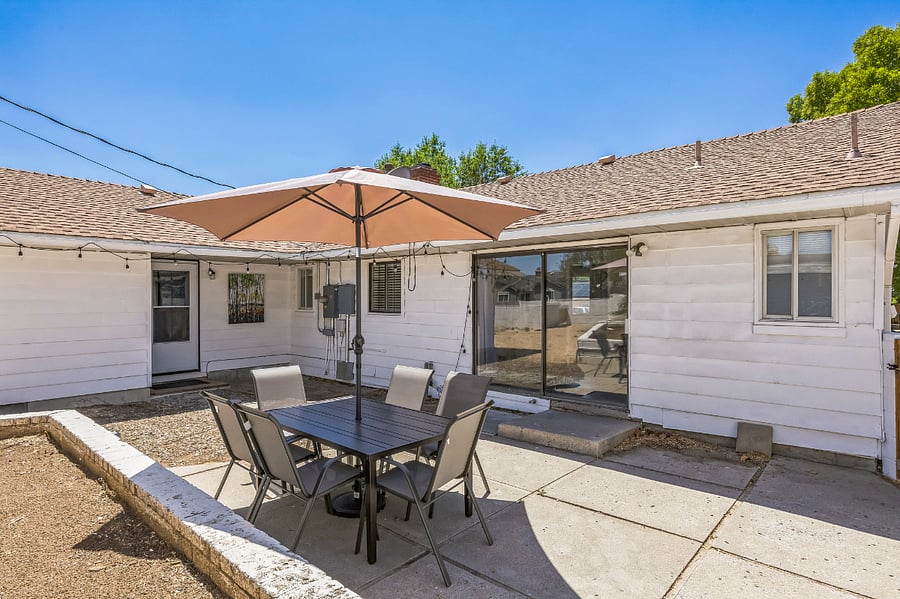 Outdoor seating for meals outside.