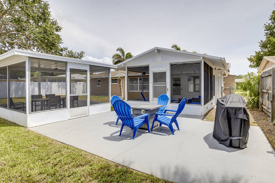 "Outdoor patio with BBQ grill for enjoying Florida evenings."