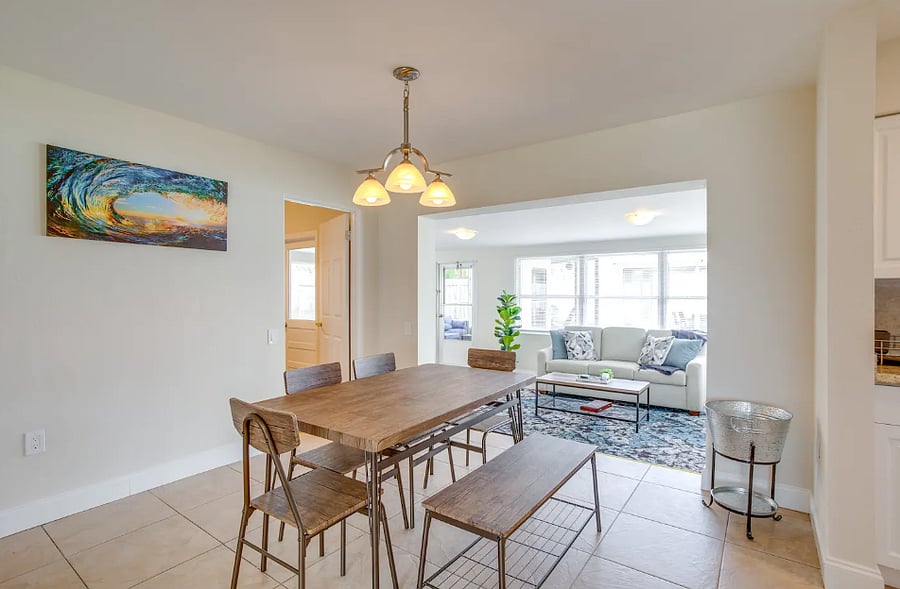"Open-concept living space designed for relaxing after work or the beach."