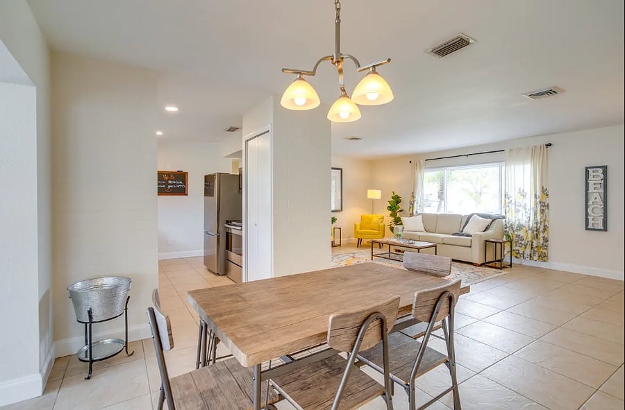 "Open-concept living space designed for relaxing after work or the beach."