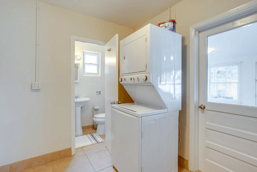 "Full-size washer and dryer inside the home."