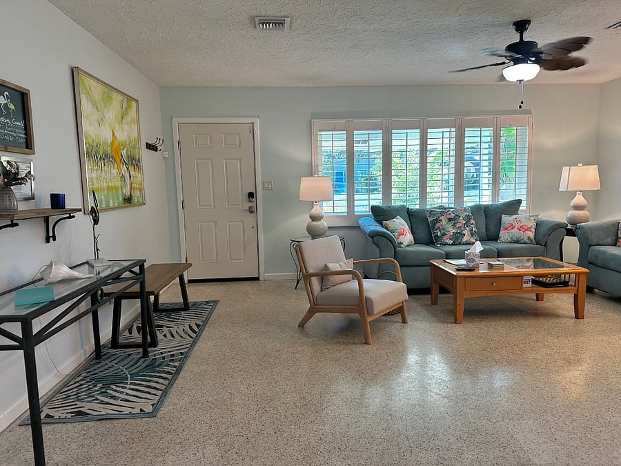 Living room showing entry door