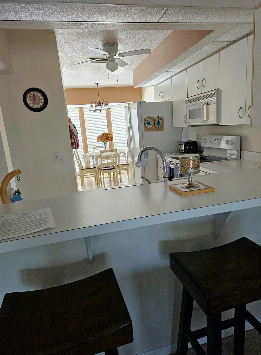 View from dining room to kitchen