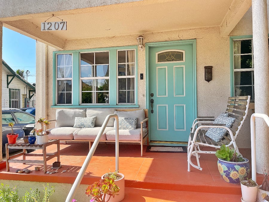 The front porch is a great spot to enjoy your morning coffee.