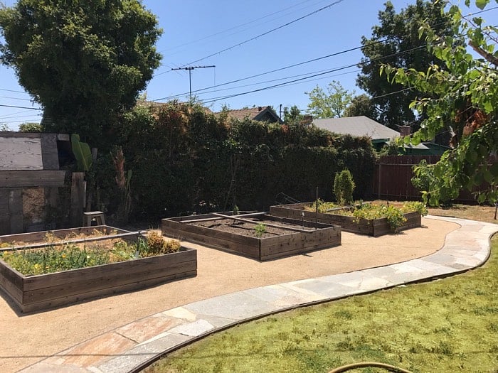 Irrigated garden beds with room for you to grow your own vegetables.