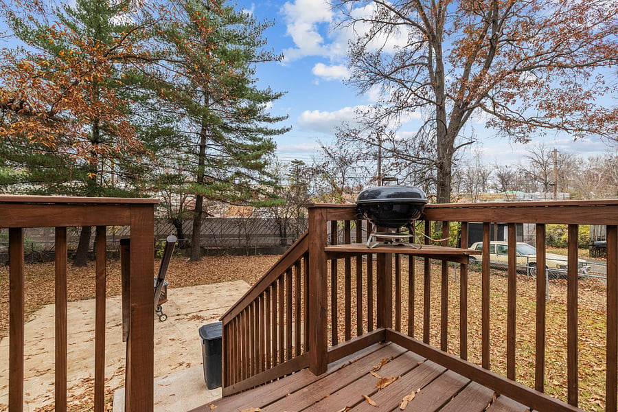 "Cozy" deck. Do you like to grill? There is one included if you fancy your proteins and veggies with grill marks! Up to two chairs fit comfortably with plenty of room to stretch out your legs. 