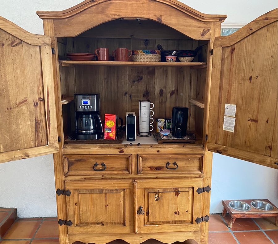 Coffee? Our coffee bar includes a drip coffeemaker, nespresso and electric tea kettle.