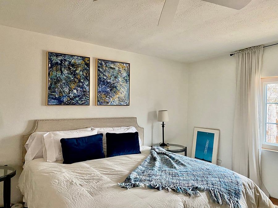 Large back bedroom (king) is bright and comfy. There is a large dresser and closet. Roku TV for streaming your favorites.