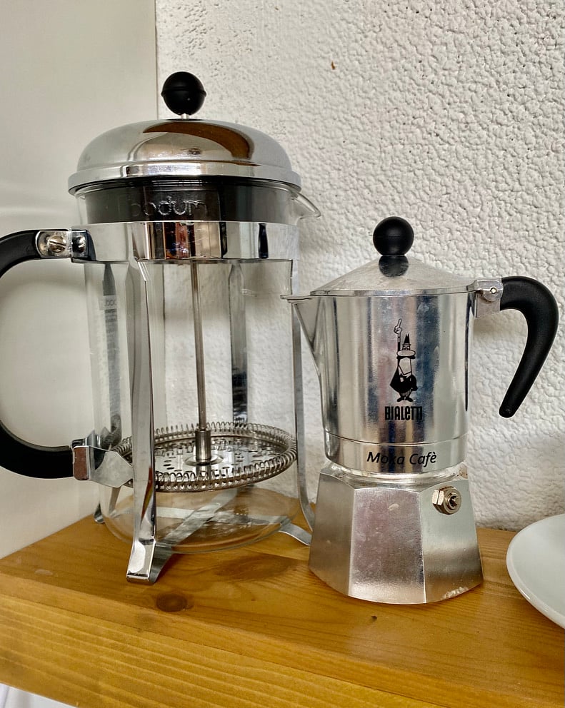 We also have a french press and various mokas.