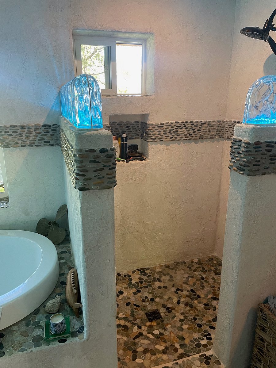 Step in doorless shower.