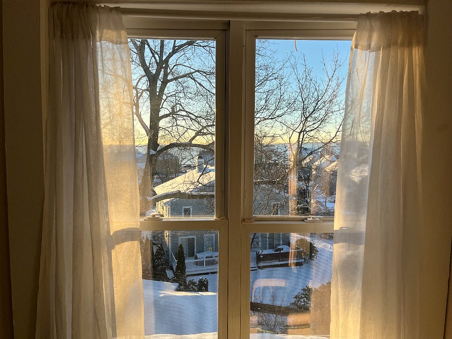 The rear window has seasonal peeks of the ocean.  Watch the beautiful sunrise with your coffee.