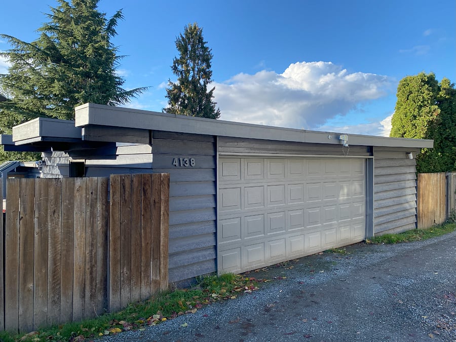 Large two car garage accessed from the alley behind the house