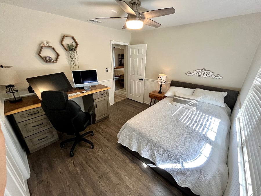 3rd bedroom with full size bed and desk