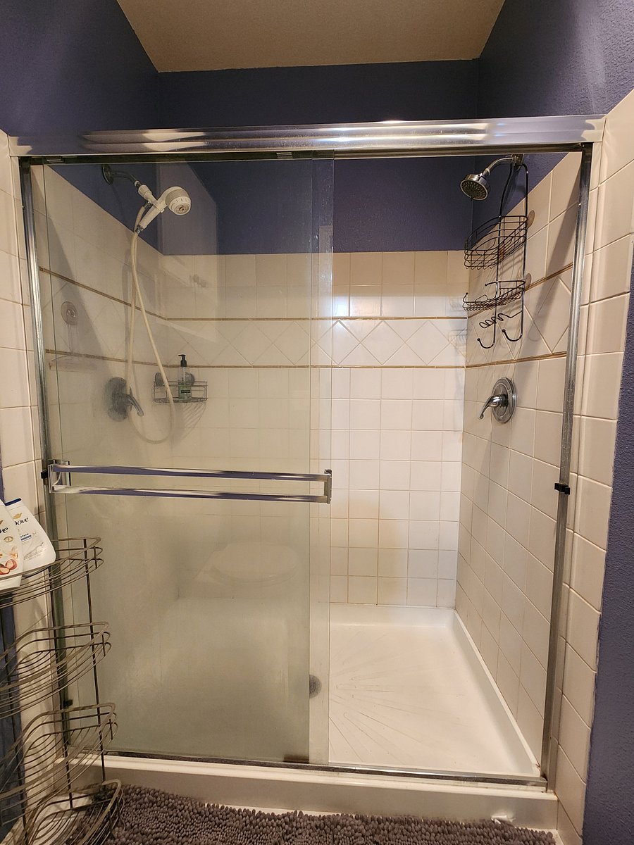 Master bathroom shower with dual shower heads