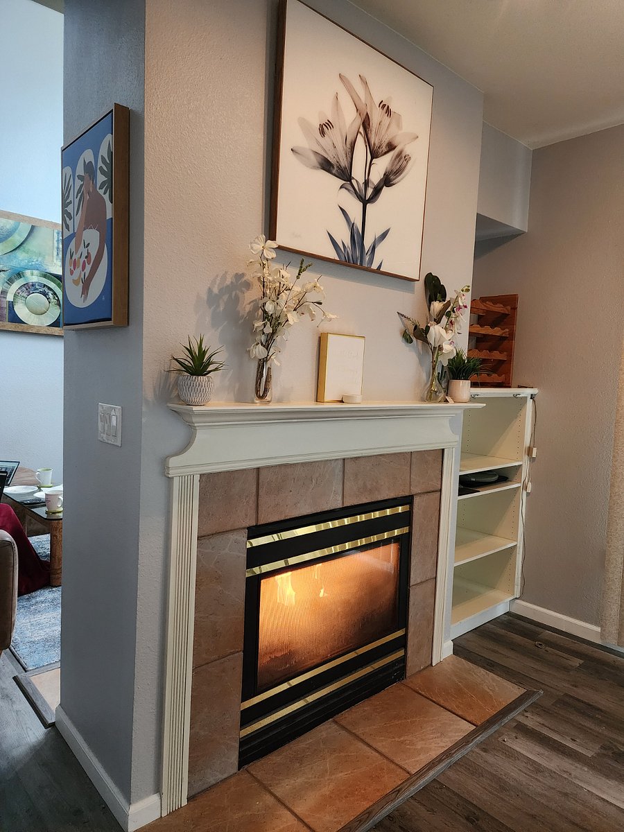 Dual sided fireplace will keep the house warm and cozy