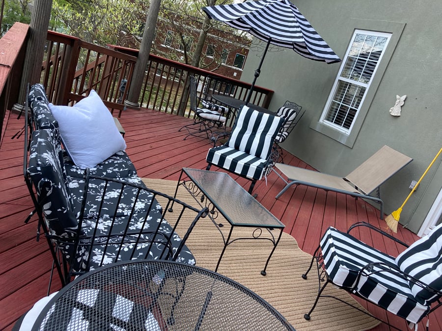 Enjoy 100% full access to lovely deck.  Just pull cushions out of storage box on deck.  Some furniture stored during cold months.  Window shown is for available master suite 
