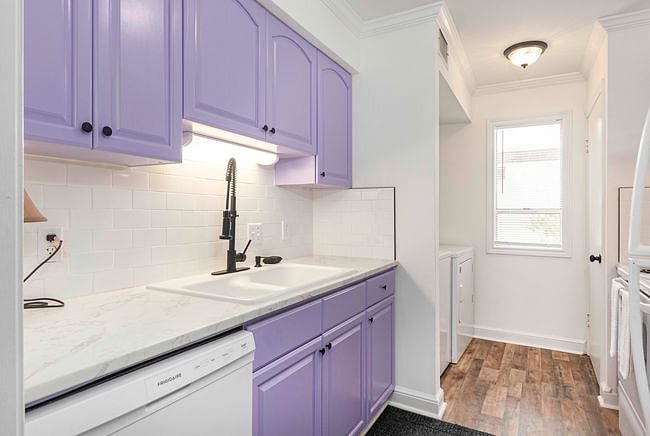 Functional kitchen with storage space and a well-organized layout.