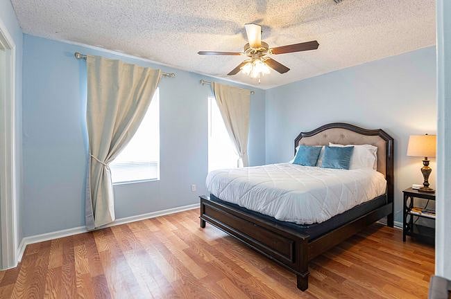 Serene and tranquil master bedroom with blackout curtains