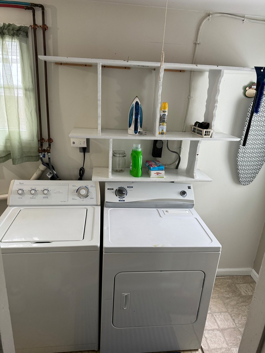 Washer and dryer. Iron and ironing board provided