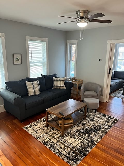 Living room with wall mounted tv