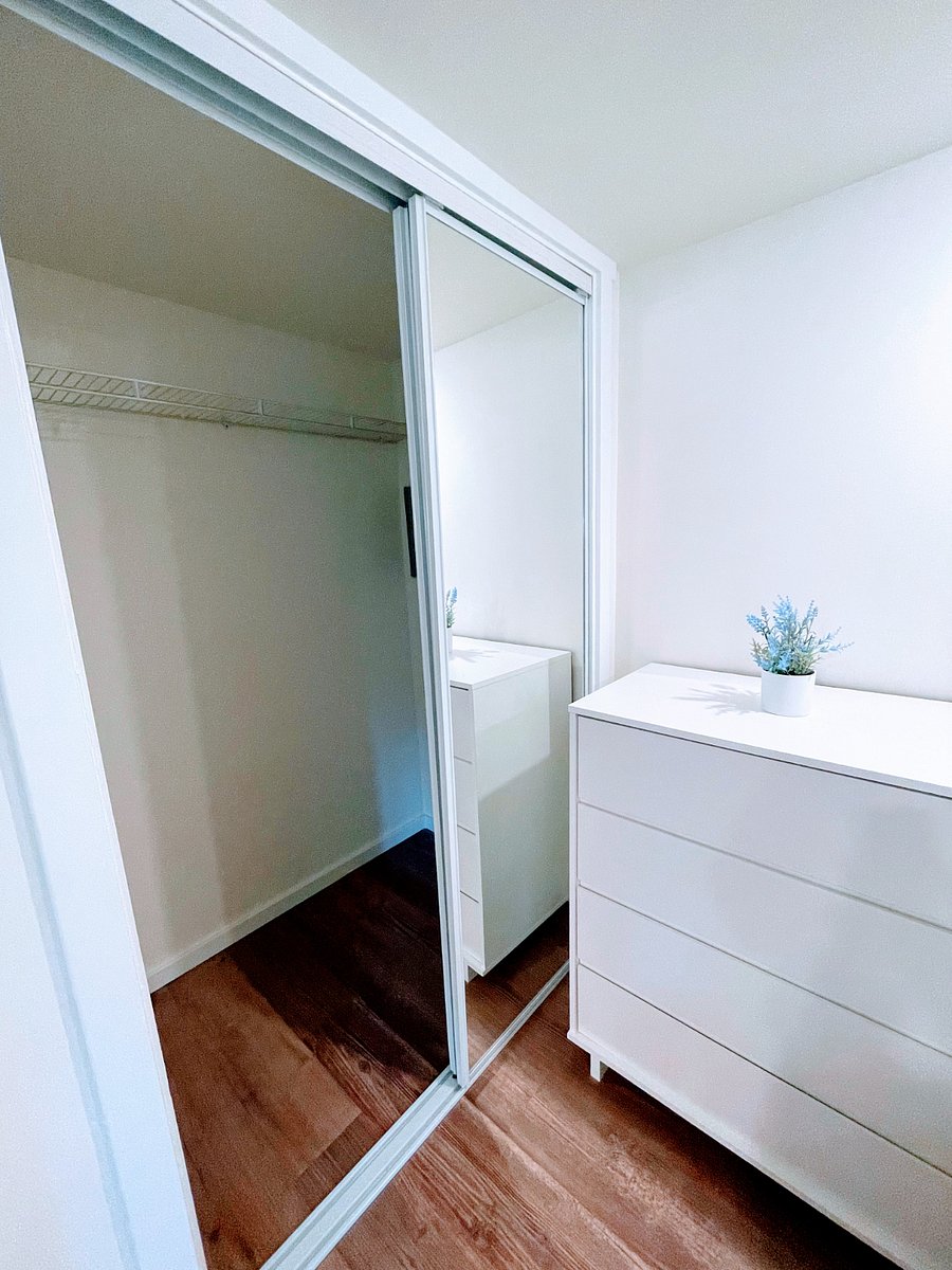 1 closet shown here, fairly large with a lot of depth. 2nd closet is in hallway