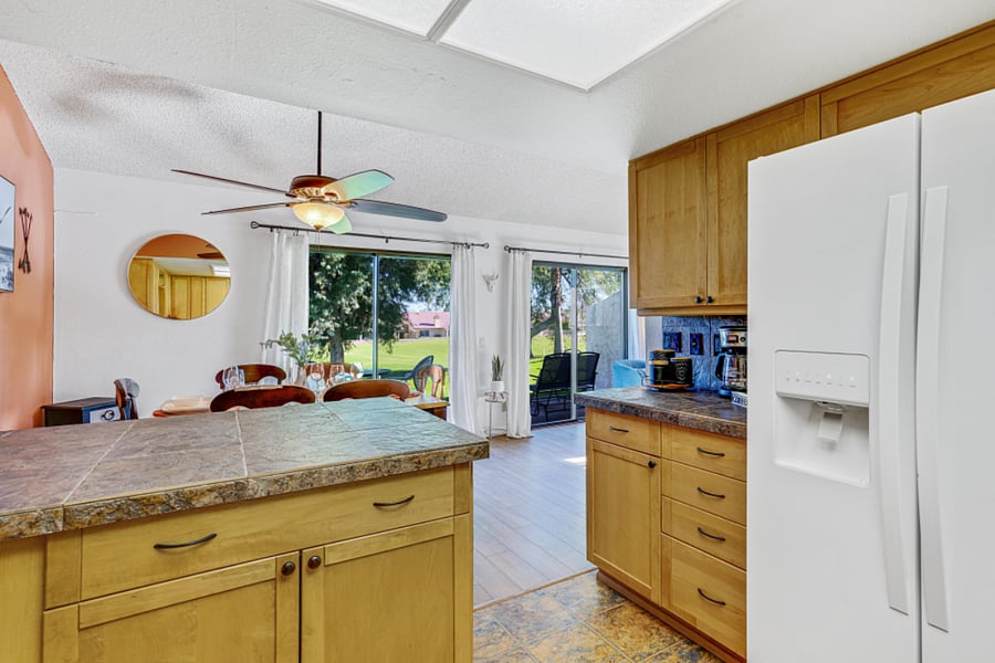 Kitchen looking onto golf course.