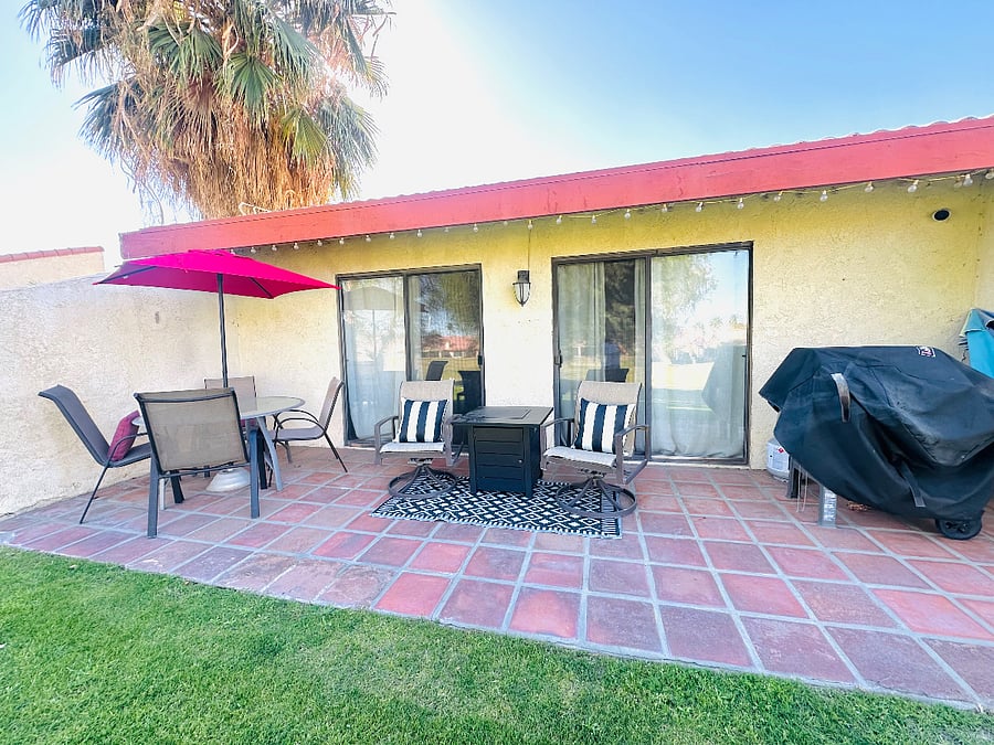 Relax and unwind on our cozy patio overlooking the serene golf course. With plenty of seating and a BBQ grill, its the perfect spot to enjoy a meal, sip your morning coffee, or take in the peaceful views!