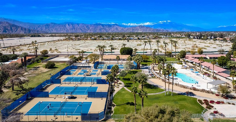 Guests have full access to The Lifestyle Center at Indian Palms Country Club, featuring the main resort-style pool, tennis courts, pickleball courts, bocce ball, and a fully equipped fitness center offering everything you need for relaxation, recreation, and wellness.