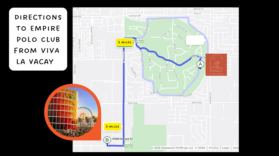 3 miles from our property to Empire Polo Club.