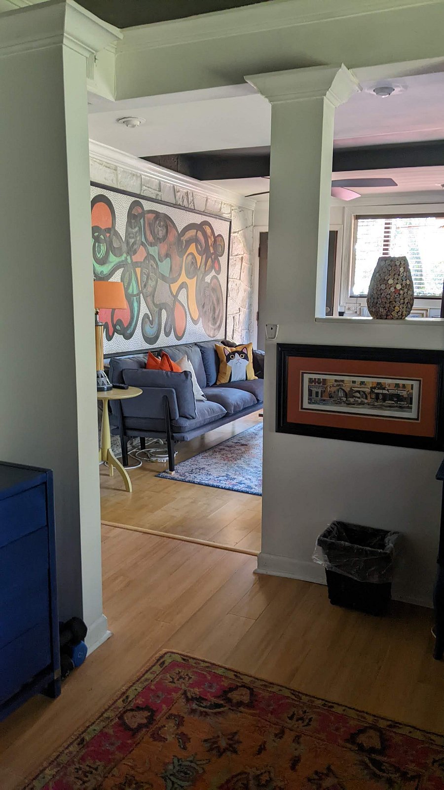 looking into the bedroom to the livingroom