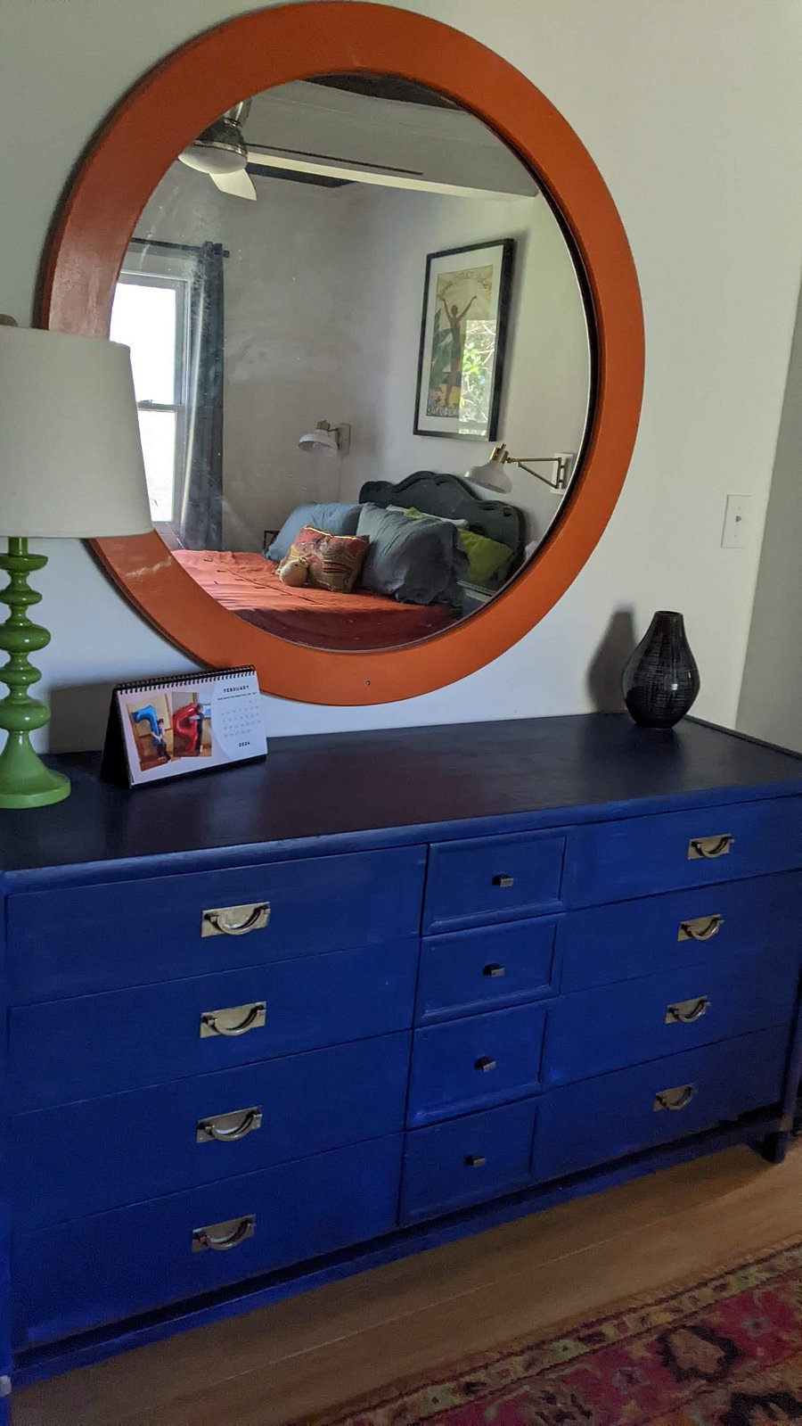 dresser and mirror in the bedroom