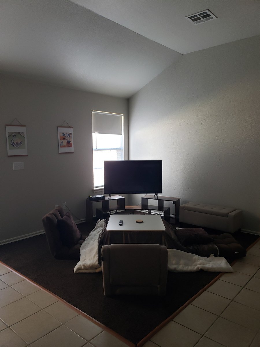 SHARED Living Room:
~ Kotatsu HEATED coffee table with comforter
~ 50" TV with HDMI cable to connect to laptop for remote working
~ Reclining Floor seats