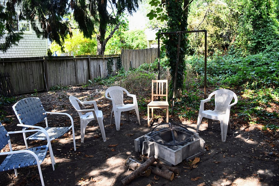 Backyard with fire pit