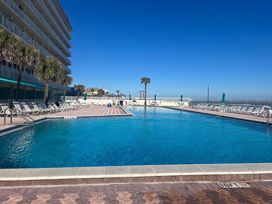 Tons of room down at the pool.