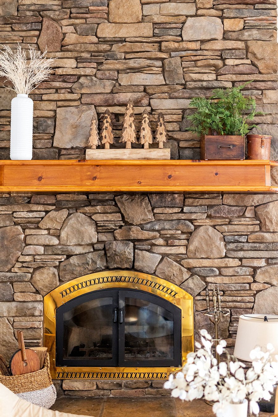 Wood burning fireplace