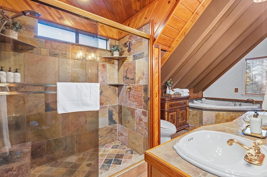 Master bathroom shower and soaking tub